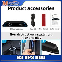 GPS 측량기 속도계 추적기 G3 B3 OBD HUD 디스플레이 디지털 자동차 액세서리 자동 헤드 업 디스플레이 스마트 알람 알림 계량기, 1.G3