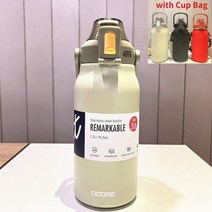 텀블러 대용량 빨대 스테인레스 스틸 보온 진공물병 보온병 Termos, 1300ml, 초록색(컵가방포함)