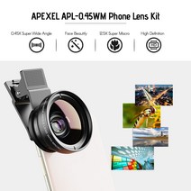 카메라 렌즈 스마트폰 가리개 악세사리 APEXEL APL-0.45WM 전화 렌즈 키트 0.45x 슈퍼 광각 및 12.5X 슈퍼 매크로 렌즈 HD 카메라 렌즈