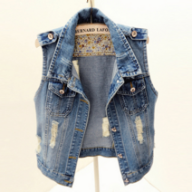 티피 CW2111카우보이조끼짧은스타일 봄여름신스타일