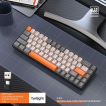 게임용키보드 ["K68 게임용 키보드 BT 무선 기계식 5.0 2.4G 68 KeysBacklit for Mac Windows 게이머&, 한개옵션2, 02 White red axis, 한개옵션1