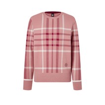 골프 여성 프리미엄 핑크 체크 자카드 라운드 니트 DNSW3D701P4