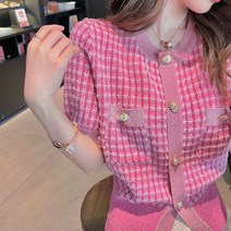 장원영 사복 가디건 슬기 카라 볼레로 봄웜 오피스룩 브이넥 쿨톤 꽈배기 인디핑크