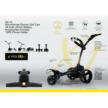 MGI Zip X1 전기 골프 카트 - 36홀 리튬 배터리 - 액세서리 포함(GPS 폰 홀더), 검은색