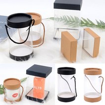 투명선물상자 원형 8X13CM 브라운 투명원통 투명사각케이스 PVC투명케이스, 사각 7.5x10cm 블랙