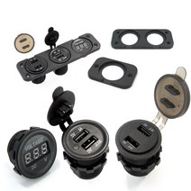 방수 시거잭 소켓 USB 매립, 2번 USB 2구+볼트메타