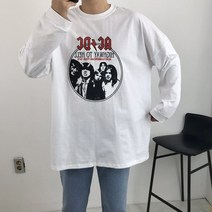 피그민트 ACDC 록 밴드 프린팅 오버핏 긴팔 티셔츠