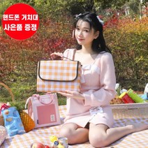 (거치대 사은품) 드림시오 방수 캠핑 체크 피크닉 4~6인용 돗자리, 민트