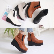 프리티슈 국내제작 7cm/9cm 웨지 통굽 키높이 밴드 첼시 앵클부츠