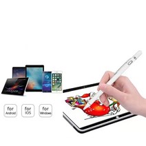 갤럭시탭4 10.1 SM-T530T536 호환 스타일러스 충전식 초미세정밀 드로잉터치펜, 화이트