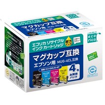ecorica 엡손 (EPSON) 대응 리사이클 잉크 카트리지 4 색 BOX 품 MUG-4CL (마크 : 머그컵) ECI-EMUG-4P