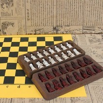 고급 체스 세트 게임 원목 체스판 자석 보드게임 chess Chess chessset 골동품 작은 가죽 보드 청빙 실물 조각 캐릭터 육아 선물 엔터테인먼트 피규어, 30x30cm