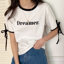 다예패션 리본 스트랩 면 반팔티 귀여운 기본티셔츠