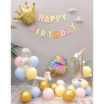 파티샵 파티용품세트 생일 풍선 세트(손펌프포함) 혼합색상, 왕관케익세트