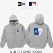 뉴에라 13338703 MLB 에이스 카드 LA 다저스 후드 모자 티셔츠 헤더 그레이, 없음