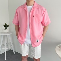 남자 오버핏 폴리 린넨 구김없는 오픈카라 반팔 셔츠 남방(12COLOR)