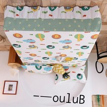 시몬스 100% 순면 침대 덮개 전면 침대 스커트 먼지 방지 커버 침대 시트 매트리스 삿갓 미끄럼 방지, 만화 동산, 200*220 침대스커트+베갯잇2마리