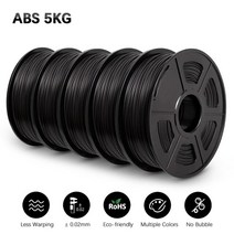3D프린터필라멘트 레인보우 저온 우드 필라멘트 SUNLU PLA PETG 실크 ABS 3D 프린터 1.75mm 1KG 2KG 3KG 5KG 10KG 및 펜용 인쇄 재료, ABS Black 5KG