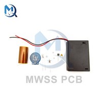 테슬라 코일 dc 4.5v 미니 키트 매직 소품 diy 부품 빈 조명 기술 무선 전송 모듈 배터리 상자가있는 pcb 보드