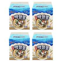 굴 부추로 시원 칼칼한 맛 농심 사천 백짬뽕 94g*4입(멀티팩) 4개
