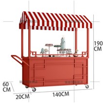 이동식 가판대 플리마켓 매대 판촉 디스플레이 진열대 카트, 레드 160 x 60 x 190cm