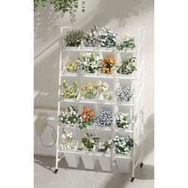 꽃 진열대 계단식 선반 거치대 꽃다발 꽃집 전시대, 3단 화이트 프레임+ 통(12개) 이미지참조