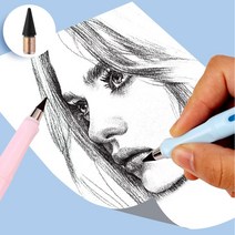 DFANO 깍을필요 없는 무한 필기펜 5개 + 리필 10개 닳지않는 연필 무한펜 필기구 리필 연필심, 무한 필기펜5개(블루)+리필심10개