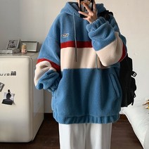 후드티 후드집업 새로운 양모 스웨터 여성용 두꺼운 안감 느슨한 한국 스타일 여성 의류 가을 및 겨울 컬러 매칭 코트 인스 패션