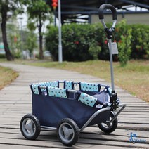 자전거트레일러 연결 바이크 짐수레 화물 자전거 카트, 2.블루+장바구니 키높이 110CM