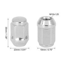 x autohaux 자동차 크롬 휠 러그 너트 벌지 도토리 콘 시트 스틸 레이싱 볼트 헤드 커버 m14x1.5 m12x1.5 41624pcs, m12x1.25 6개