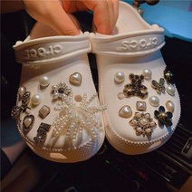 크록스호환 DIY 신발 장식 악세서리레트로 라인 석 매력 금속 진주 구두 장식 나막신
