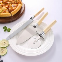 ANYOU피자칼 피자칼 롤링커터 삽 피자 나무손잡이, 2종 세트(피자칼)