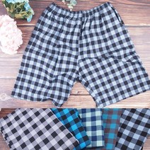 오브 체크선염 남성 5부 면 주머니바지