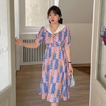 수입 여성 봄 가을 꽃무늬 레트로 반팔 빅사이즈 원피스 여름 77 휴양지 간절기 88 바캉스 통통