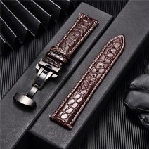 워치줄 20mm 22mm 명품 가죽 시계줄교체 스트랩 시계줄 남성 대체 호환 악어 패턴 디자인 시계 밴드 스테인레스 스틸 자동 골드 버클 18mm 2