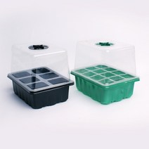 수경재배 모종트레이 육묘 삽목 상자 씨앗발아 미니온실 원예용품, 대형 6구, 블랙