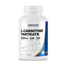 뉴트리코스트 L 카르니틴 타르트레이트 500mg 캡슐 240캡슐 1서빙 1000mg 120회분 L-Carnitine Tartrate Capsules [240 CAPS], 240정