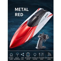 제트보트방수 ABS 고속 보트 여름 장난감 남아용 원격 제어 장난감 선물 듀얼 러더 모터 RC 보트 2.4G 15, 06 Red 3B