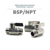 볼 밸브 수도계량기동파방지 304/316 스테인레스 스틸 미니 1/8 1/4 3/8 1/2 3/4 / 1 BSP NPT 수나사 물 오일산 2 웨이, 1개, SS304