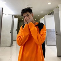 라운드넥긴팔티 베이스 타입 봄계절 솔리드 무지 롱 소매 남자 트렌드 와이드 루즈핏 면 이너티셔츠 TEE 2298045786