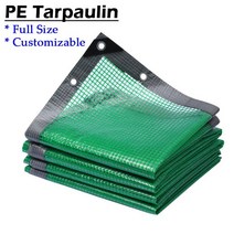 두꺼운 투명 PE 타포린 메쉬 방수 천 0.3MM 발코니 식물 창고 레인 커버 보온 천막, 02 Green Transparent_24 4x4m