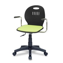 체어포커스 히든스터디 RTP-ARM 패드암 패브릭 회전의자 블랙바디, 그린