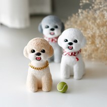 반하나 앉아 말티푸강아지전신 석고방향제 풀세트, 화이트(White), 피치사케