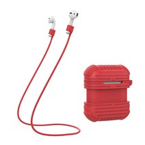 다스몰 에어팟 실리콘 케이스 스트랩, 레드, AirPodsCase