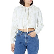Bella Canvas 여성용 크롭 후디 빈티지 화이트/크림 홀치기 염색 Small