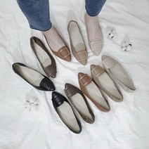 디아슈즈 (수제화)스퀘어장식 뾰족코 양가죽 밴딩 플랫