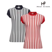 [힐크릭] (여성)세로 스트라이프 베이직 반팔 티셔츠_1HCTSM8524