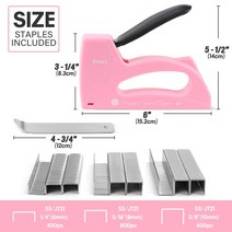 SHALL 목재용 라이트 듀티 스테이플 건 공예용 패브릭 DIY 장식 핑크 1600 개, 02 With 1600pcs