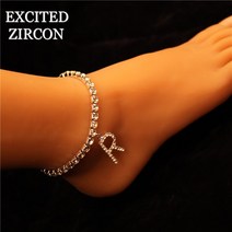 라인석 글자 발찌 여성용 크리스탈 쥬얼리 블링 테니스 체인 알파벳 발목 팔찌 패션 선물