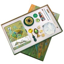 실링왁스세트 초록 동양풍 씰링왁스 올인원키트 선물세트, 9개의 래커 도장 세트